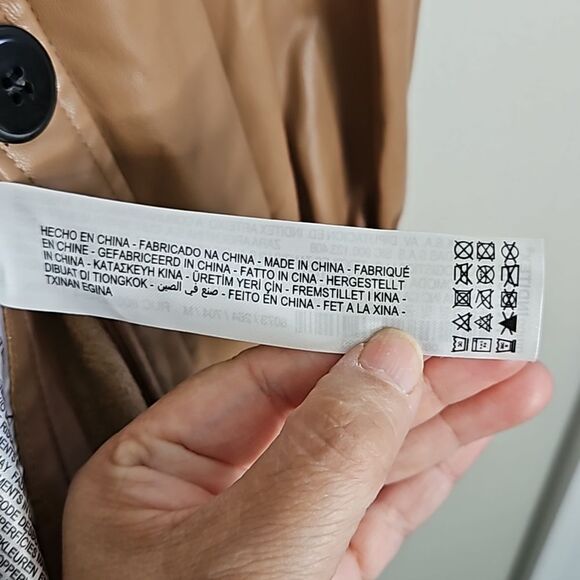 Zara Faux Leather Camel Short Trench Coat Medium Woman - Picture 9 of 15